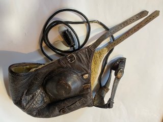 Dt.Reich Luftwaffe Pilot Funk Kopfhaube kpl.mit Elektrik  No Borddolch Koppel Bajonett K98