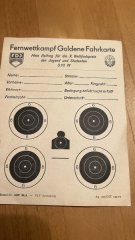 Historische DDR Schießscheibe GST / FDJ - Fernwettkampf Goldene Fahrkarte 1972/73 - Blanko