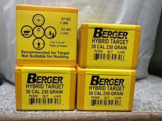 400 Stück Kaliber .30 Berger Geschosse Hybrid Target Gewicht 230 Grain