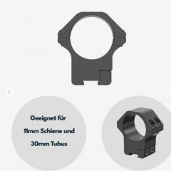 Victoptics Montageringe, Aluminium, für 11mm Schiene, 30mm Tubus, BH=Mittel 15 mm
