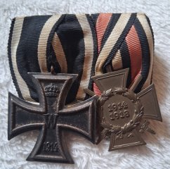 ORDENSBAND EISERNES KREUZ 2. KLASSE mit KRIEGSVERDIENSTKREUZ 1914