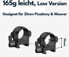 Vector Optics Hebel Stahl-Schnellmontage für 25,4 Tubus, Picatinny/Weaver BH 6,3 mm