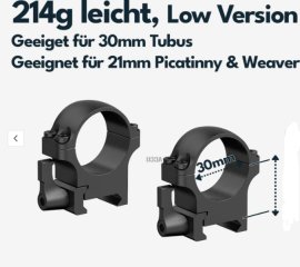 Vector Optics Hebel Stahl-Schnellmontage für 30mm Tubus, 21mm Picatinny/Weaver BH 10,4 mm