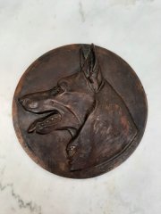 Bronzierte Eisenplakette Schäferhund 19 cm