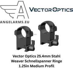 Vector Optics 25.4mm Stahl Weaver Schnellspanner Ringe 1.25in Medium Profil