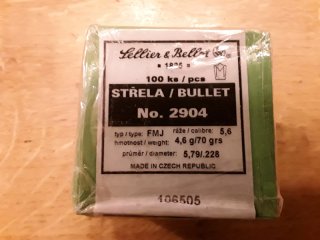 100 Geschosse S&B Kaliber 5,6mm Diameter. 228 70gr. FMJ