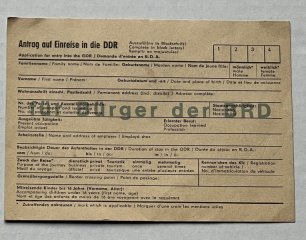 Historischer Original-Antrag auf Einreise in die DDR – „Bürger der BRD“ – Top Zustand!