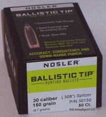 50St. NOSLER Geschosse .30(.308Dia.) - 150 - BALLISTIC TIP - #30150
