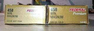 40 Patronen Munition Federal Premium in .458 WIN MAG. Soft Point 510 grs. / Sold 500 grs.