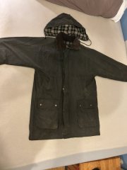 Wachsjacke Gr. S – gewachste Baumwolle – mit Kapuze