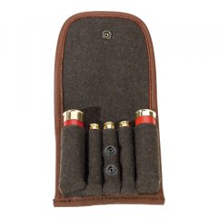 Elch-LEDER + Loden - PATRONENETUI für 3 Kugel- / Büchsenpatronen & 2 x Flinten- / Schrotpatronen NEU