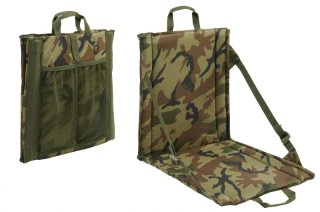 Faltsitz mit Tragegriff + Netztasche für 2 Getränkeflaschen - US Woodland