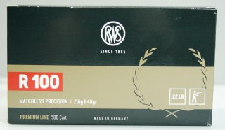 50 St. / Schuss RWS .22 l.r. lfb KK Munition PREMIUM R100 2,6g BleiRund KK 50m BENCHREST 100m Präzis
