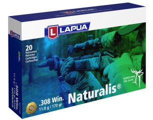 20 Schuss LAPUA .308 WIN. NATURALIS 11g 170gr BLEIFREI Büchsenpatronen Munition Deformationsgeschoss
