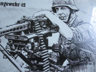 Krieg MG 42 in Stellung auf Blech 20x30 cm 1