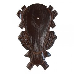 Rehbockbrett EICHE geschnitzt 23x14cm Dunkel Gehörnbrettchen Trophäenschild | Rückseite m Ausfräsung