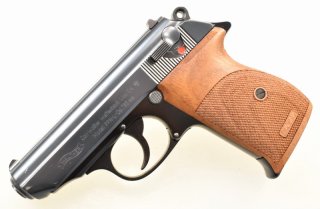 WALTHER / ULM Pistole Modell PPK - L im Kaliber 7,65mm Browning mit NILL Holzgriff