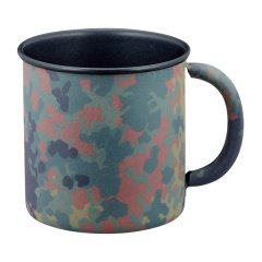 Feldbecher / Feldtasse 300 ml aus Metall mit Teflonbeschichtung - BW Flecktarn matt