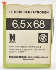 10 RWS Patronen 6,5x68 H-Mantel Hohlspitze 8,5g.