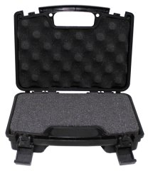 Pistolen-Koffer, Kunststoff, klein, innen 25x14x7cm, abschließbar, Schaumstoffeinsatz, Schwarz