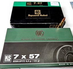 7x57 Kegelspitz-Geschoss RWS - 34 Büchsenpatronen