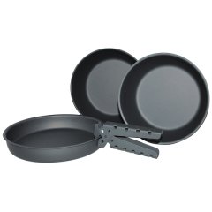 4 tlg. Kochgeschirr Set mit eloxierter Beschichtung, Anthrazit - Pfanne + 2 Töpfe + Halter