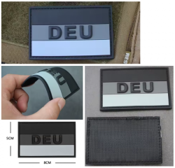 PVC Patch Rubber DEU taktischer Deutschland Klettpatch 8×5 cm in Grau/Schwarz
