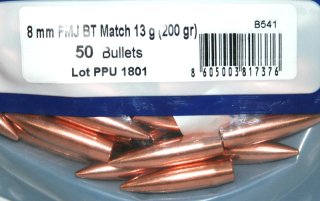 50 Stück PPU | PrviPartizan Geschosse #B-541 | Cal 8MM / .322 | 200grs/12,96g FMJ BT MATCH LINE Voll