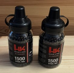 h & k Rundkugeln Stahl 4,5 mm (.177) 2x 1500 steel BBs Stahlkugeln für Luftgewehr