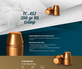 H&N Geschosse .452 TC Crimp HS 250gr. 250St. (.45Colt .454 Casull)