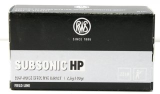 50 Stück Schuss RWS .22 l.r. lfb KK Munition SUBSONIC HP 40grs 2,6g Blei Hohlspitz 315m/s JAGD leise