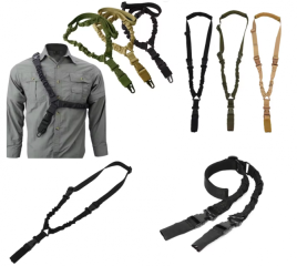 Tactical Gewehrgurt, Bungee Tragegurt, 1-Punkt Gurt, Single-Point-Sling mit Metallkarabiner