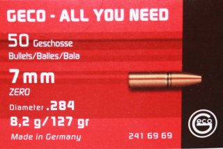 50 Stück NEUE GECO Geschosse - ZERO (Teilzerleger ZINN - BLEIFREI) 7mm .284 - 8,2g/127gr #2416969 HP