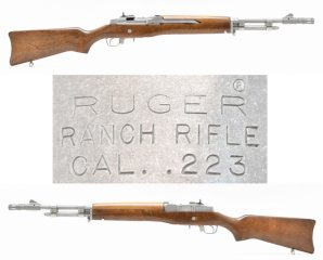 RUGER " RANCH RIFLE " Stainless SL - Büchse Kal .223 Rem. mit Laufstabi & Mündungsfeuerdämpfer