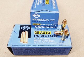 .25 Auto-6,35mm Browning/50grs A-160 PPU FMJ 50 Stk. # SSZ Berka