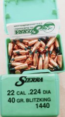 .22/.224/40 grs #No.1440# Sierra HV Blitzking Geschosse 100 stk #SSZ Berka