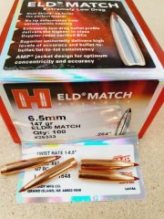 6,5/147grs ELD Match Hornady No. 26333 Geschosse 100 Stk. # SSZ Berka