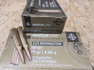 .223Rem/75grs. HPBT PPU A-495 Match! 100 stk. # SSZ Berka