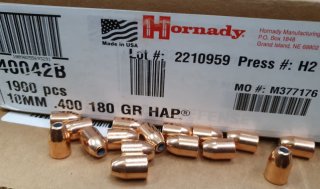 10mm/.400/180grs HAP Hornady Geschosse 100 stk #No.400421 #SSZ Berka