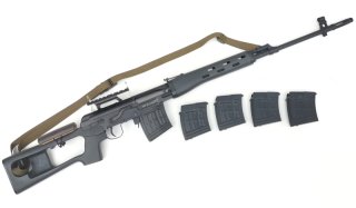 Airsoft, Softair, SVD Dragunov von ASG, Kal. 6mm BB mit Weavermontage, Tuning-Lauf + 4 Magazine