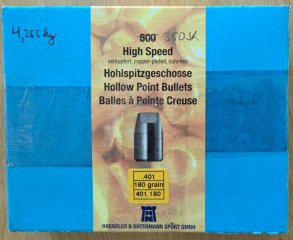 350 Geschosse, .401, 180 grain, H&N, Hollow Point