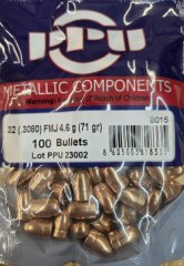 .32/.308-71grs FMJ Geschosse B-015 PPU 100 stk.# SSZ Berka