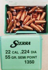 .22/.224/55 grs #No.1350# Sierra Semi Point Geschosse 100 stk #SSZ Berka