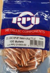 .224/75grs PPU HPBT Match 500 Stk. Geschosse B-495# #SSZ Berka