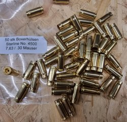 7,63/.30 Mauser Boxer-Hülsen Starline 50 Stk. No. 4500 #SSZ Berka