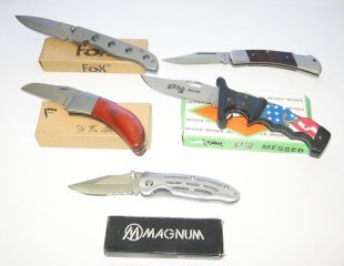 Konvolut mit 5 Taschen-/Einhandmesser Böker, Herbertz, Fox, Lakota - alle Unbenutzt