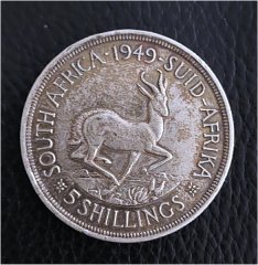 Silbermünze 5 Shilling South Afrika Springbock