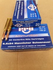 6,5x54 Mannlicher Schönauer/154 grs. SP RN A-571 PPU 20 stk. # SSZ Berka