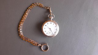 Taschenuhr mit Kette Silber vergoldet