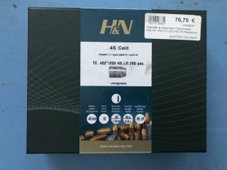 H&N .452" 250gr. 45 Colt TC HS Crimp
